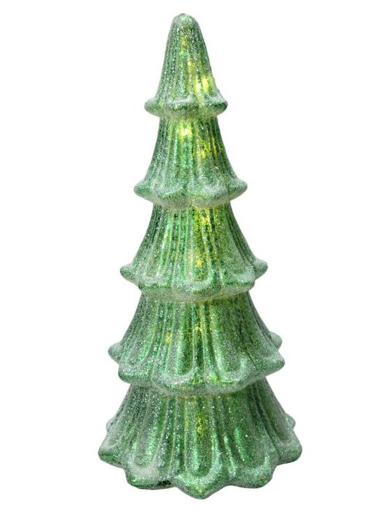 Mr. Christmas Other - Mr. Christmas 15" Light Up Green Frosted Glass Christmas Tree Decor Centerpiece